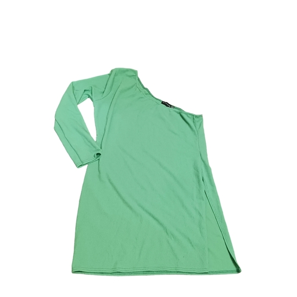 Pretty Little Thing Kelly Green One Arm Dress Ladies Plus Size 16 Cruise Y2K - Picture 4 of 5